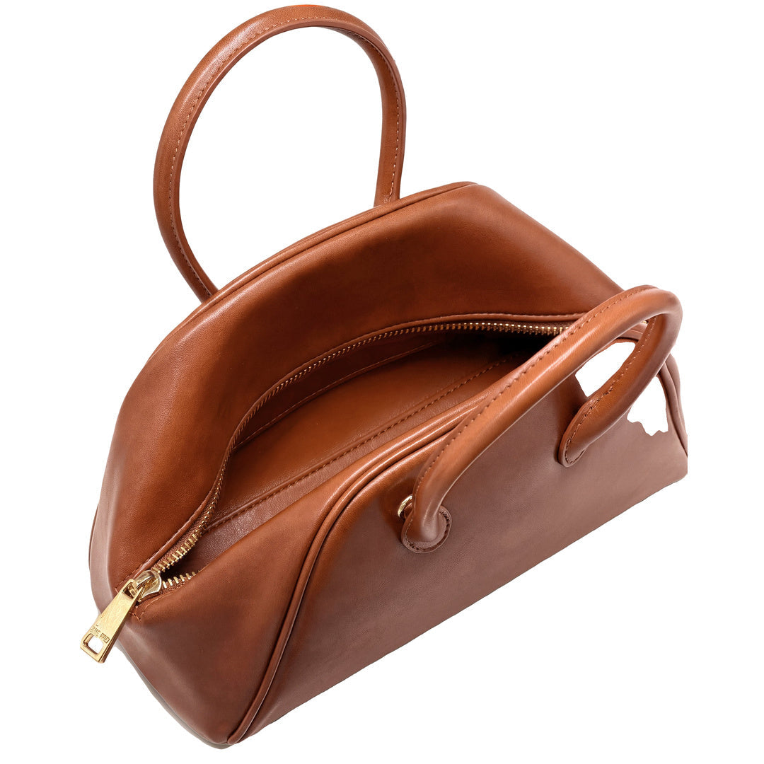 JW PEI Veda Vintage Finish Bowler Bag - Saddle Brown by JW PEI