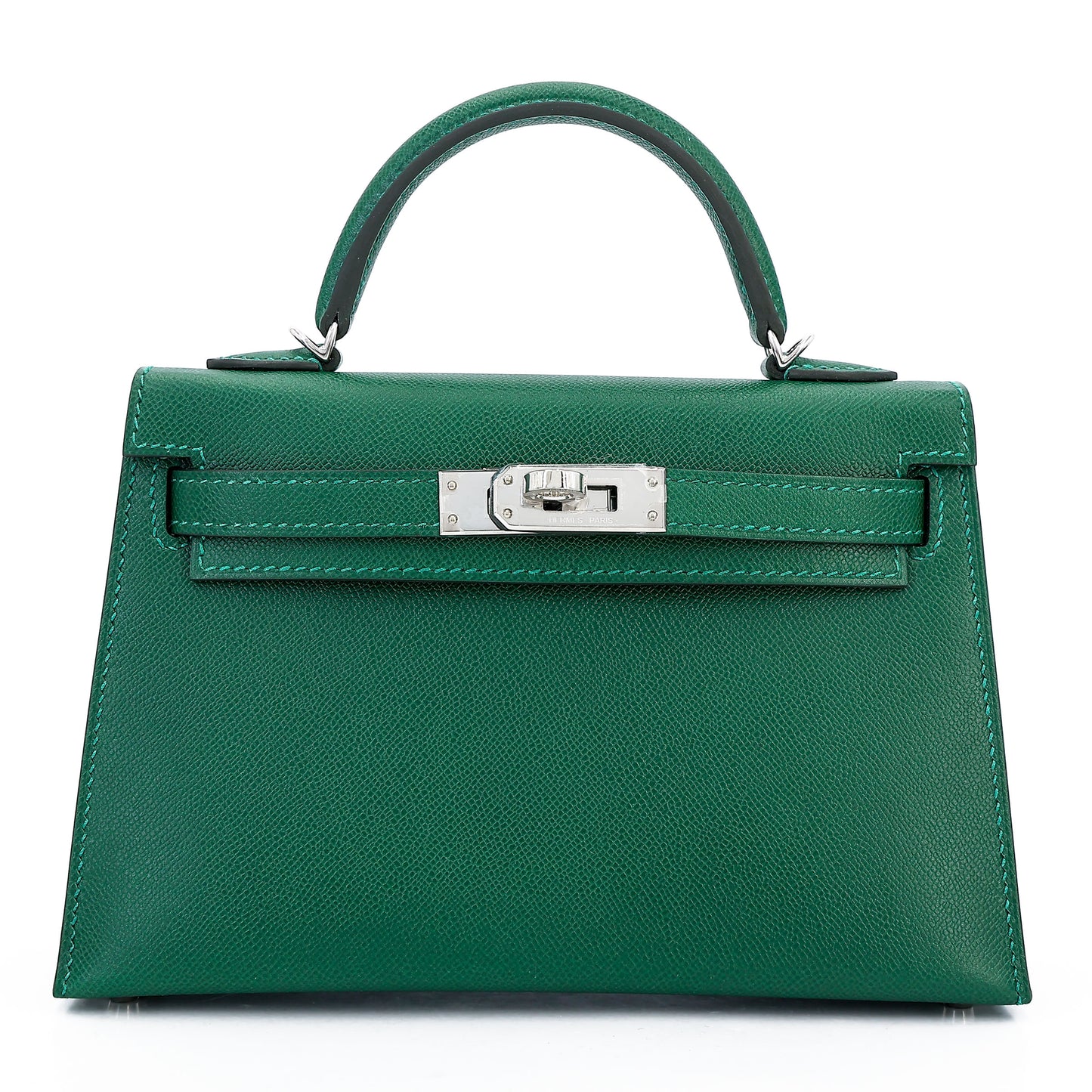 Hermès Mini Kelly II in Vert Moyen (65) Madame with Palladium Hardware