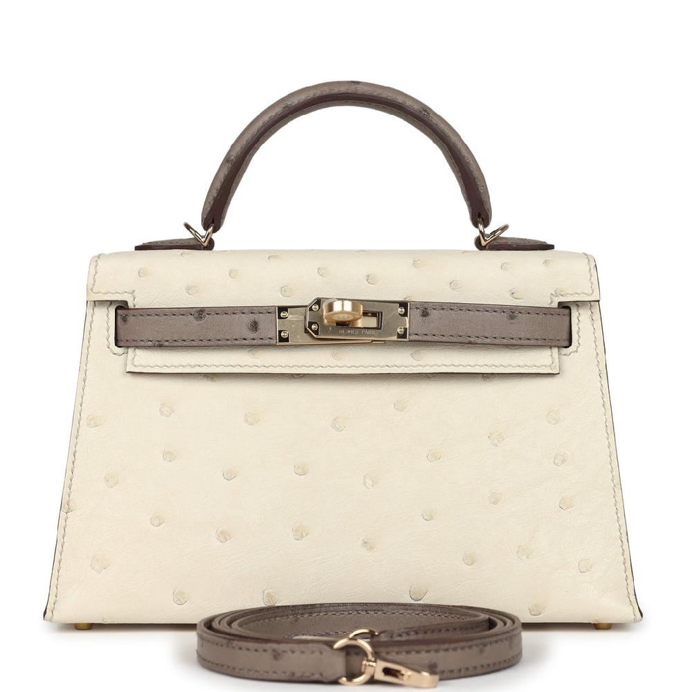 Hermès Ostrich Horseshoe Kelly Sellier Mini 20 – Beton