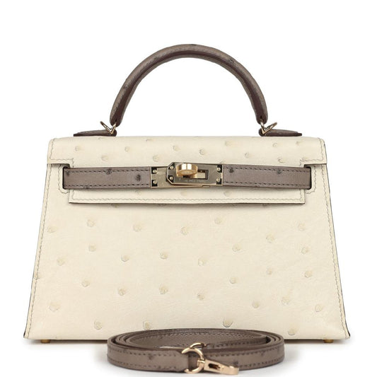 Hermès Ostrich Horseshoe Kelly Sellier Mini 20 – Beton