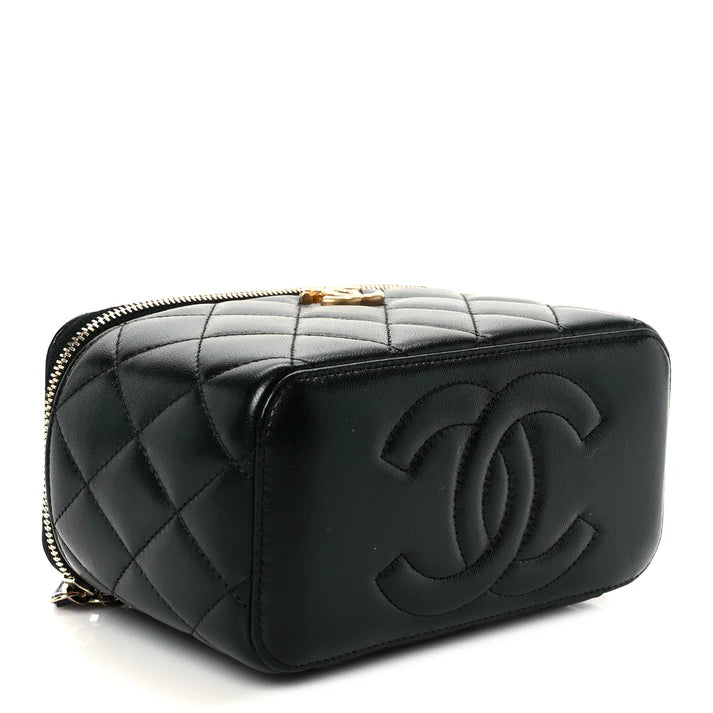 Chanel Lambskin Quilted Sweetheart Vanity Case – Black - Zeuskicks