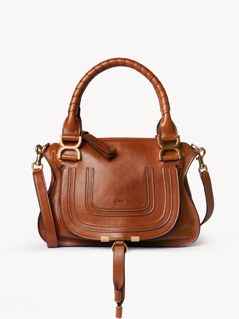 CHLOE Small Marcie bag in shiny leather Clay Brown by CHLOE