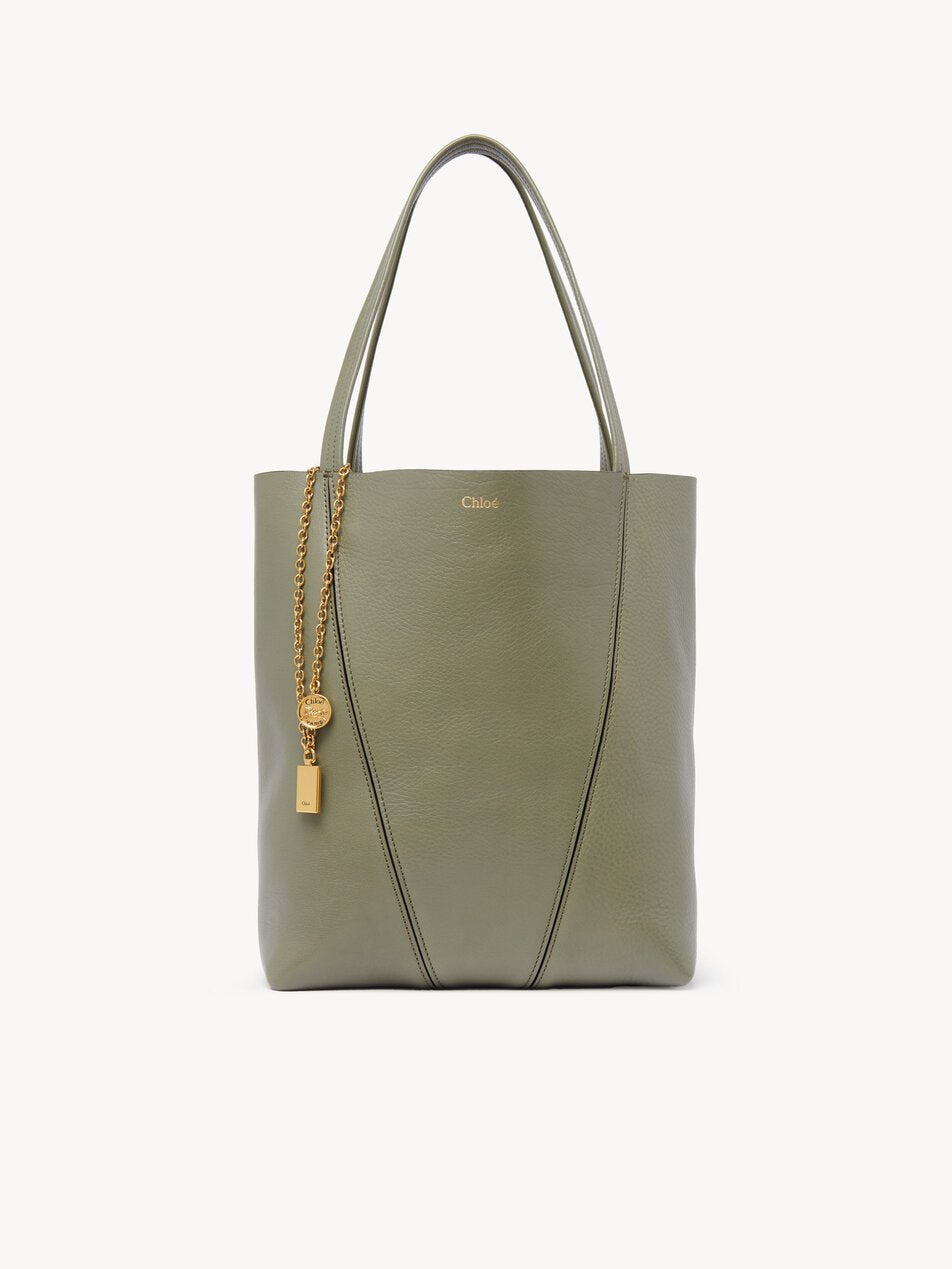 CHLOE Spin tote bag in grained leather Aloe Green by CHLOE