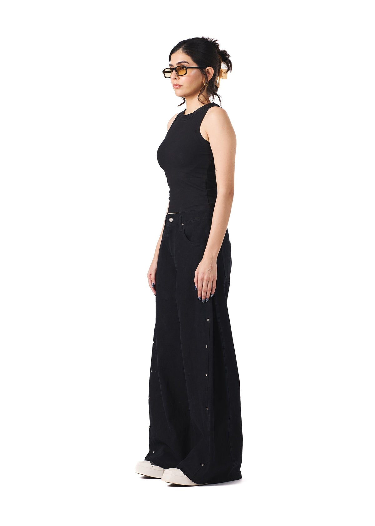 Black Wide Leg Denim by EVEMEN