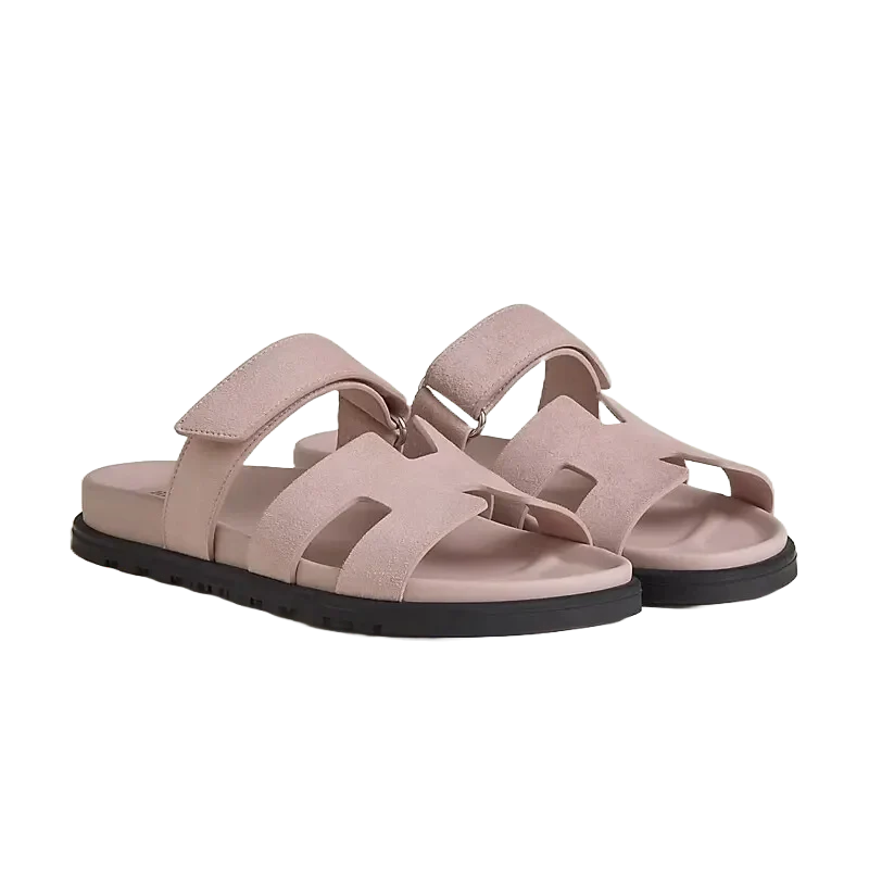 Hermès Chypre Sandals — Suede Goatskin Rose Porcelaine - Zeuskicks