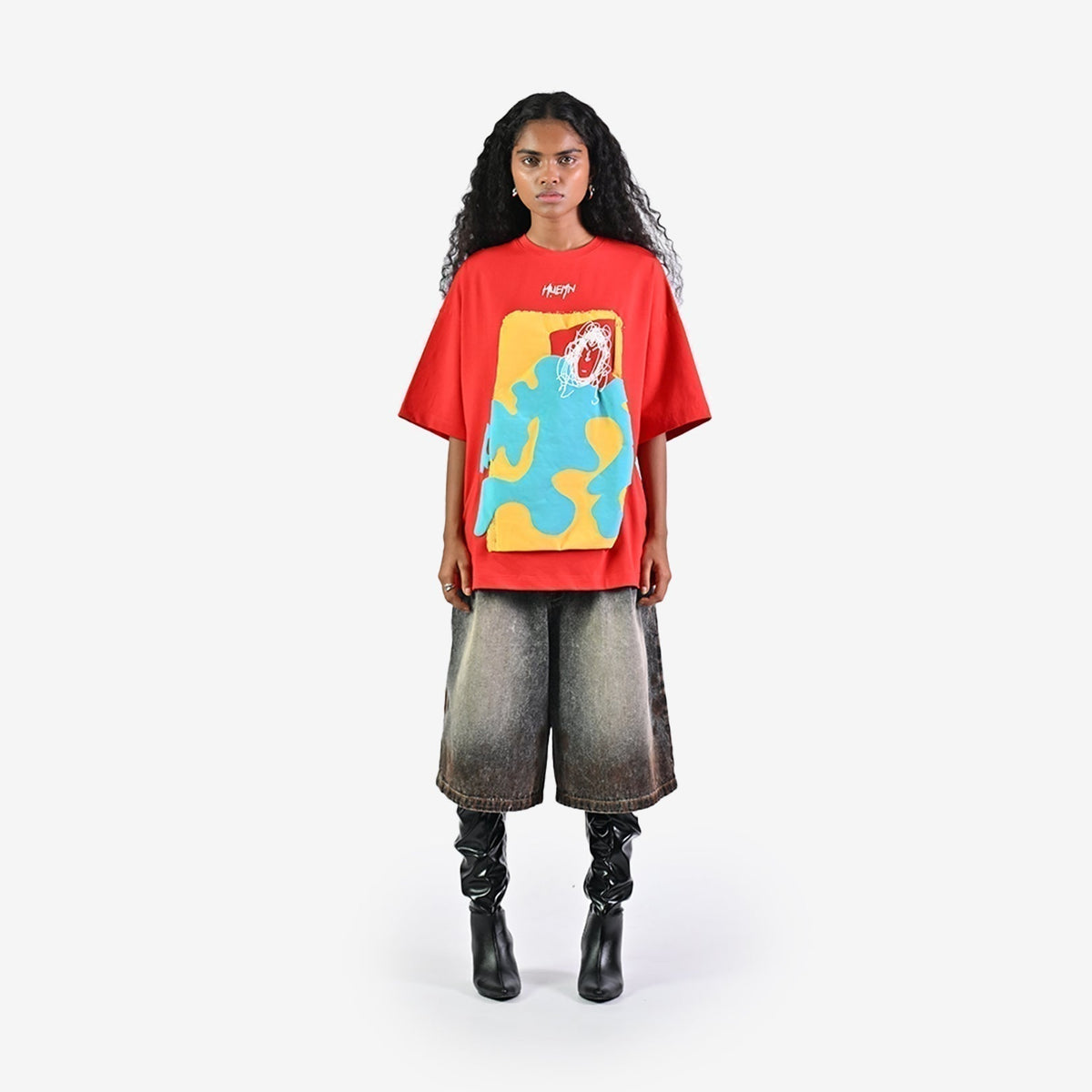 Doodle man t-shirt - Red by HUEMN