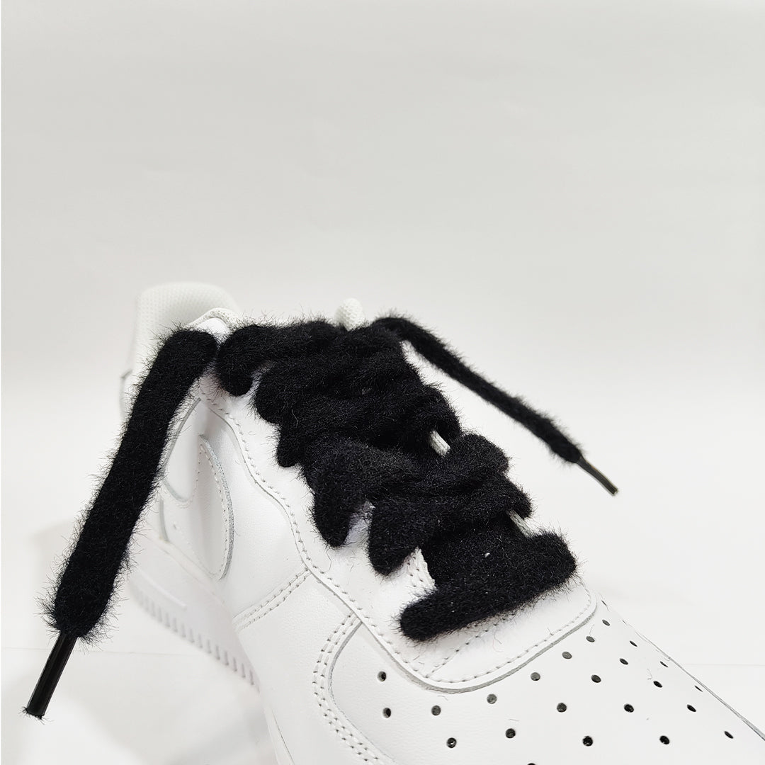 COZY FUZZY BLACK SHEEP FAT LACES BY KNOTTY by KNOTTY