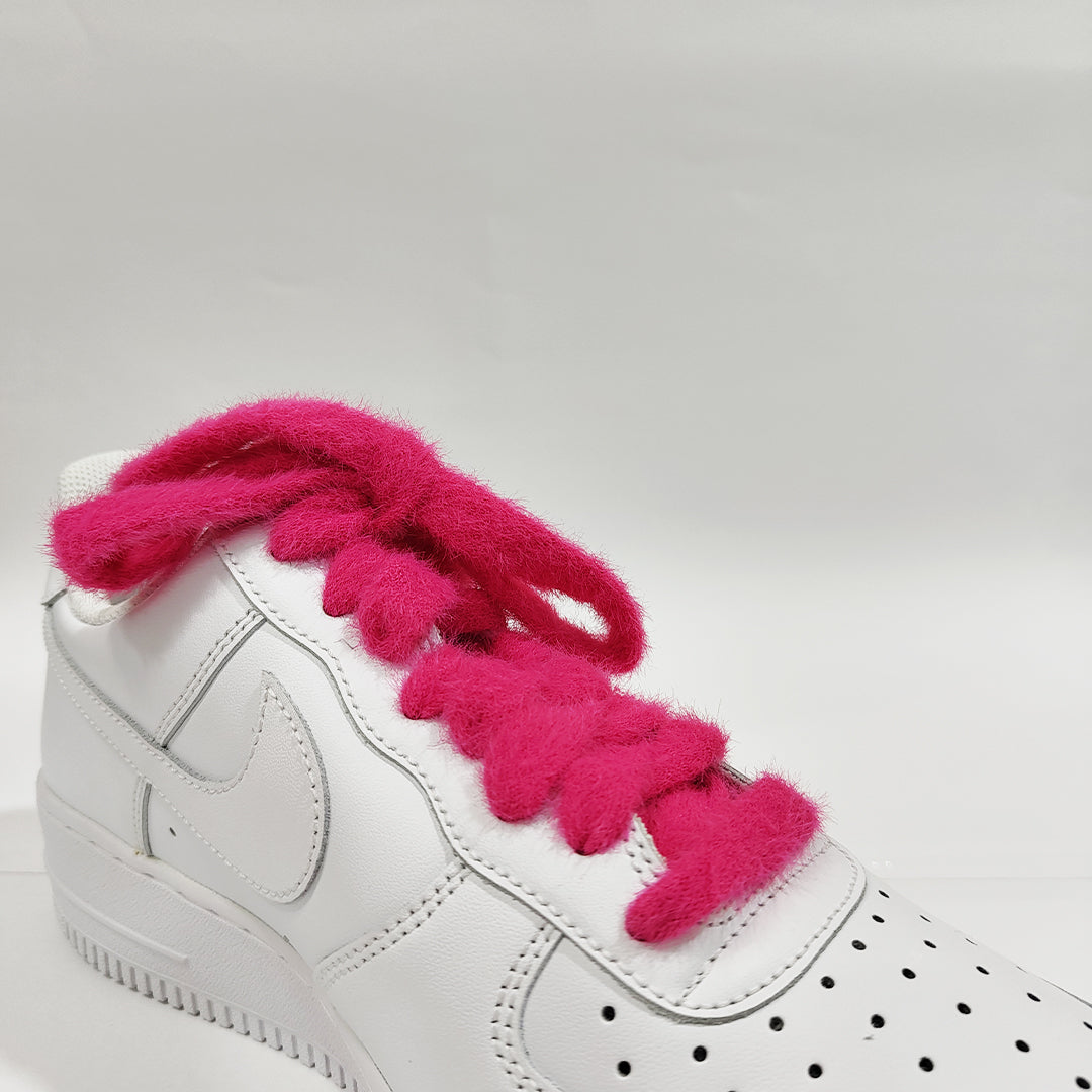 COZY FUZZY HOT PINK FAT LACES BY KNOTTY by KNOTTY
