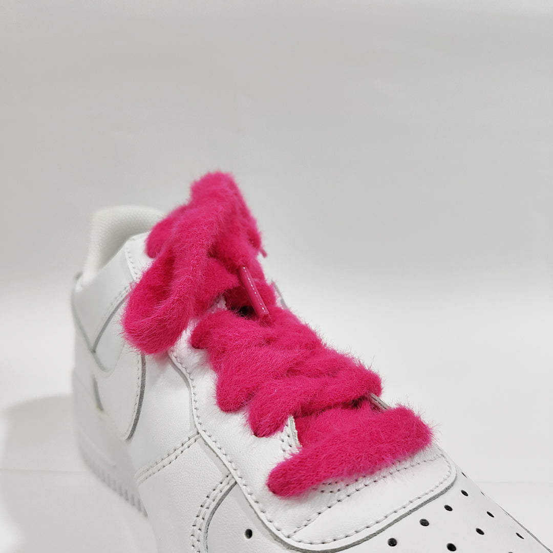 COZY FUZZY HOT PINK FAT LACES BY KNOTTY by KNOTTY