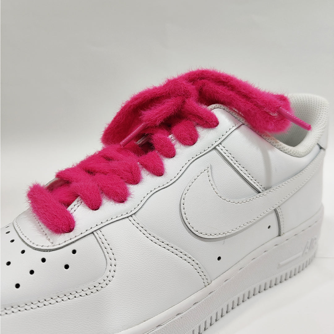 COZY FUZZY HOT PINK FAT LACES BY KNOTTY by KNOTTY