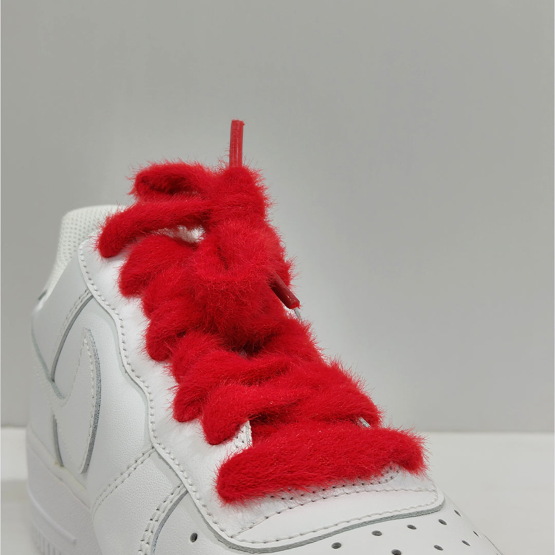 COZY FUZZY RED RUBY FAT LACES BY KNOTTY by KNOTTY