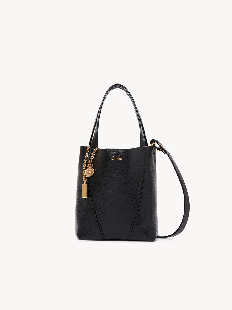 CHLOE Small Chloé Spin tote bag in grained leather Black by CHLOE