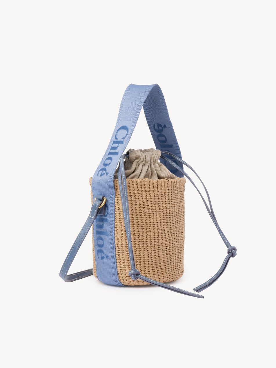 CHLOE Small Woody basket in natural fibers Ashes Blue by CHLOE