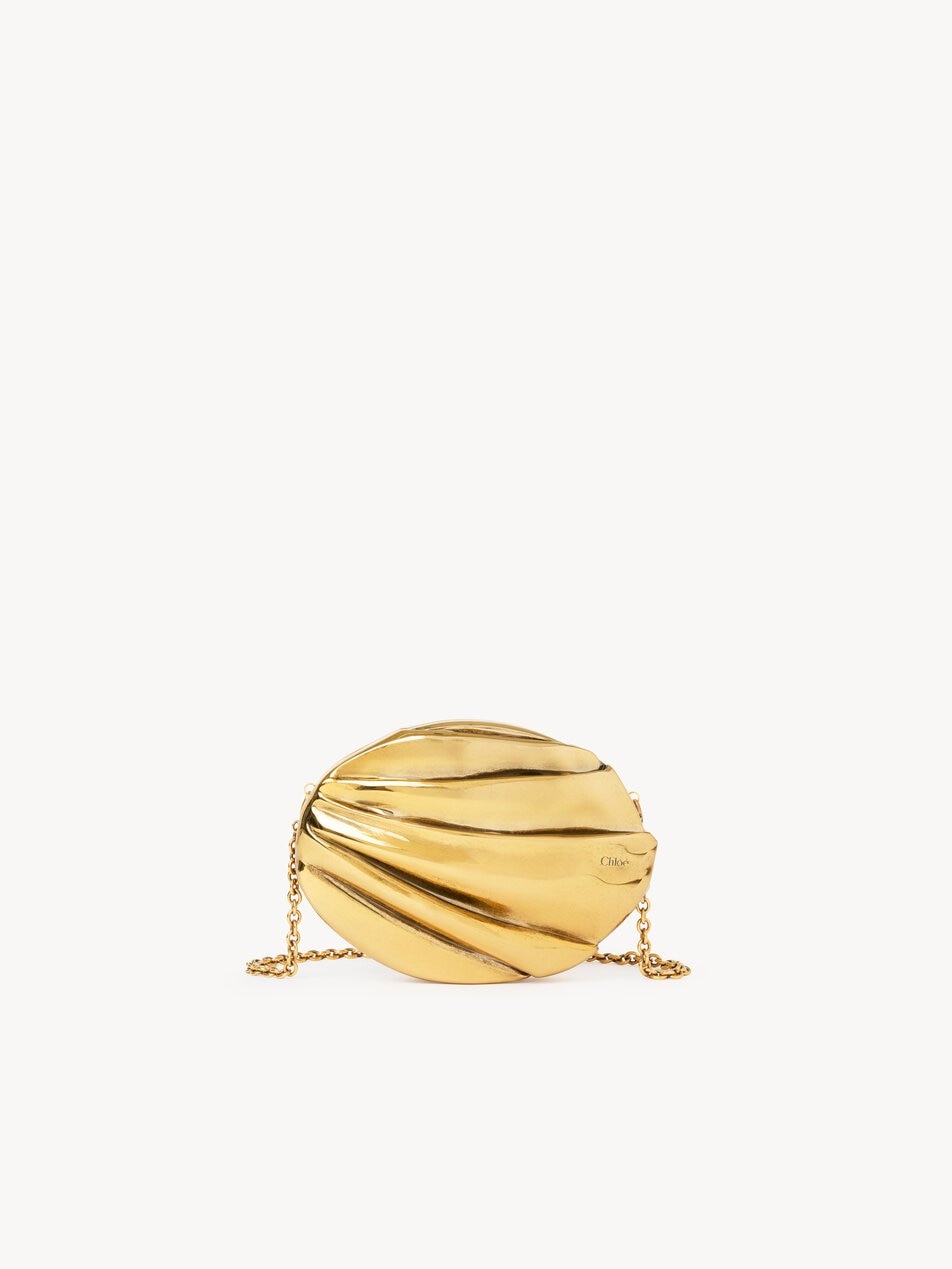 CHLOE Plissé minaudière with chain in copper & brass Gold Color by CHLOE