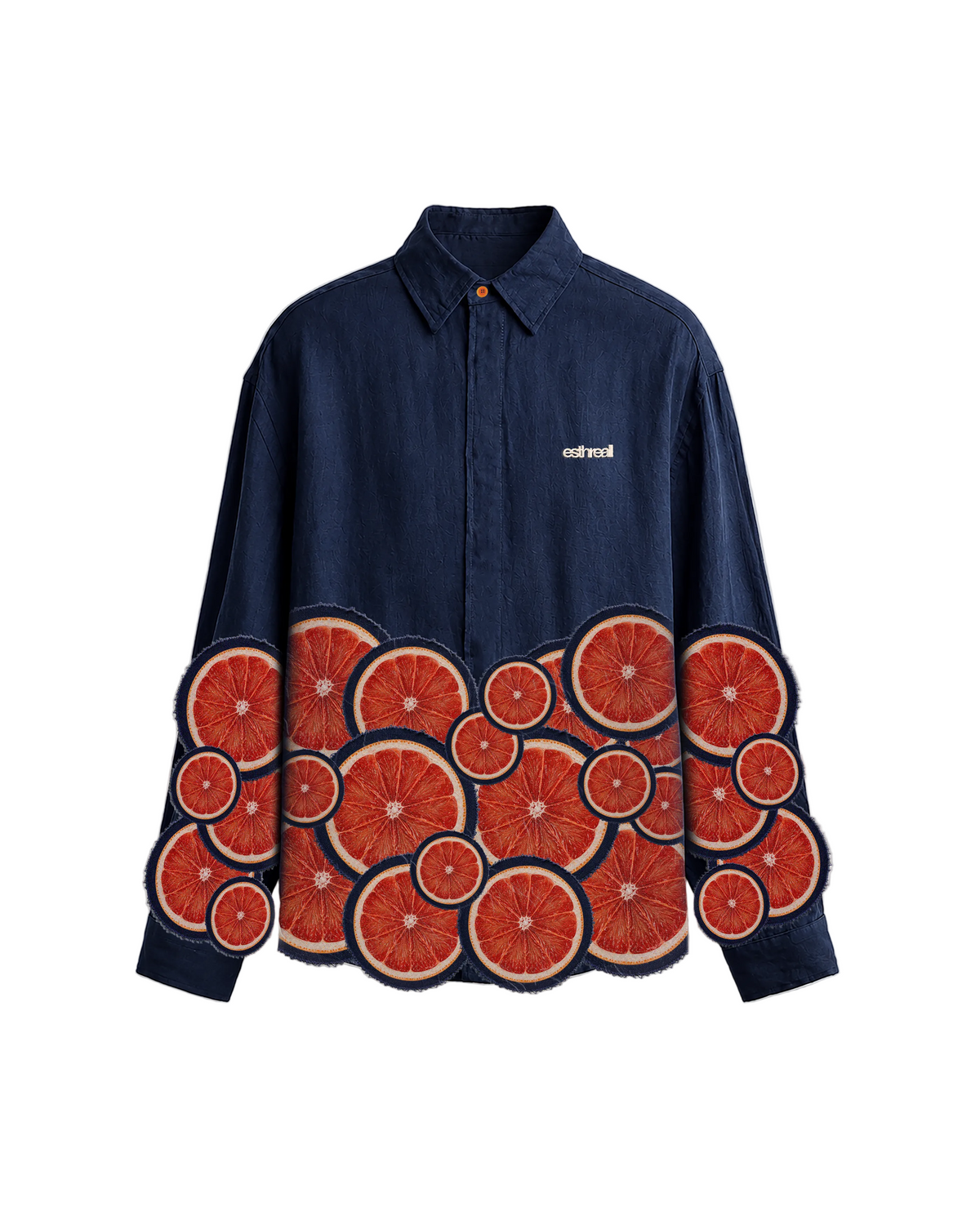 Grapefruit Gasm - Navy | Linen Relaxed Shirt | PREORDER by esthreall