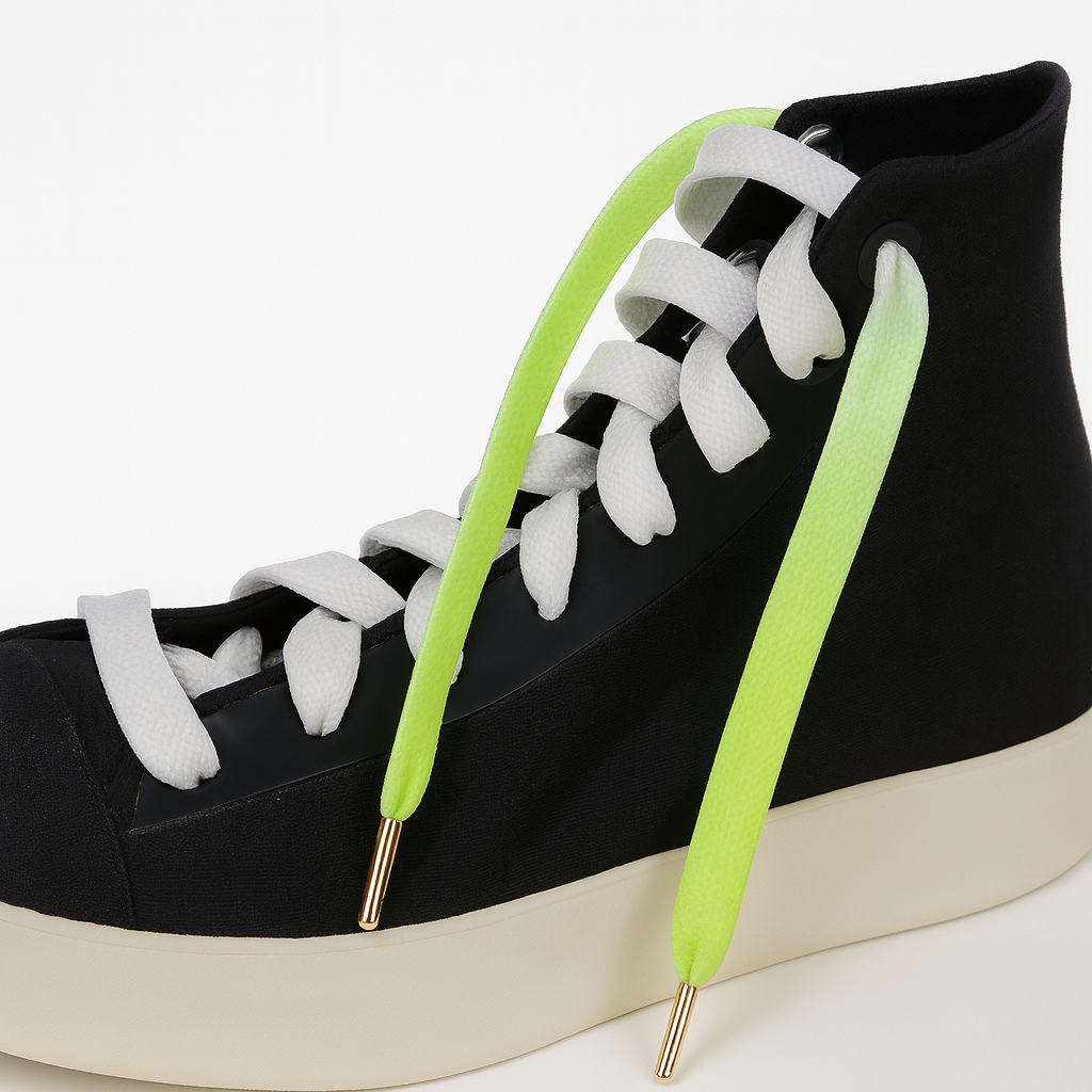 Electric Lime Fade Gradient Shoelaces | Neon Green - White | Premium Gradient Flat Sneaker Laces by KNOTTY by KNOTTY