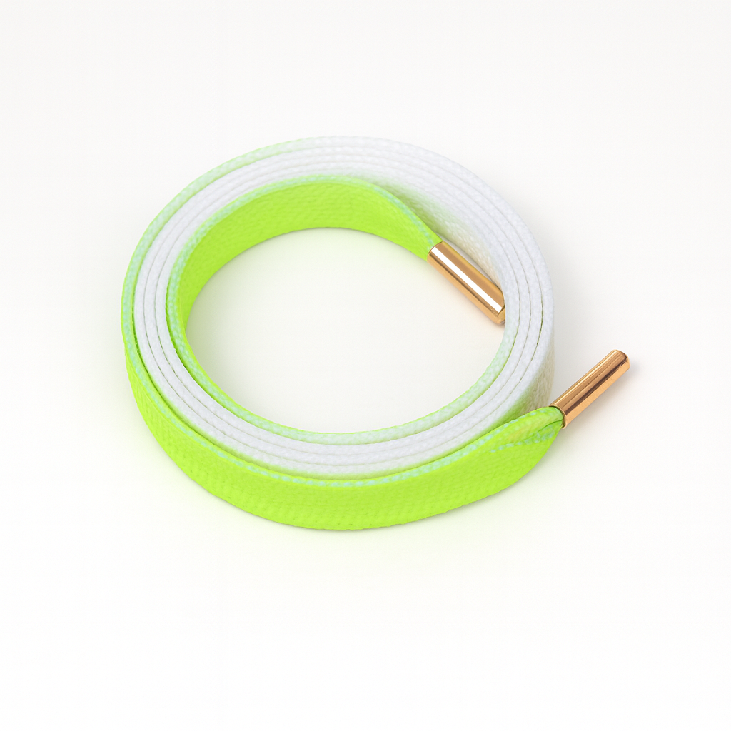 Electric Lime Fade Gradient Shoelaces | Neon Green - White | Premium Gradient Flat Sneaker Laces by KNOTTY by KNOTTY