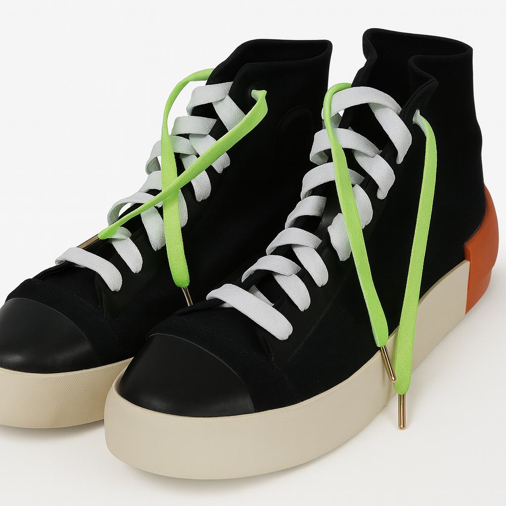 Electric Lime Fade Gradient Shoelaces | Neon Green - White | Premium Gradient Flat Sneaker Laces by KNOTTY by KNOTTY