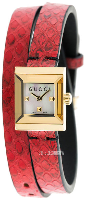 Ladies Gucci G-Frame YA128524 Leather Strap Watch
