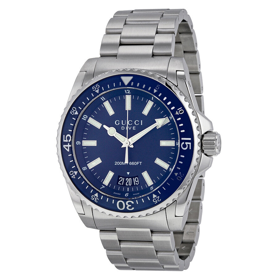 Men’s Gucci YA136203 Dive Quartz Blue Dial Stainless Steel Watch