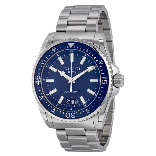 Men’s Gucci YA136203 Dive Quartz Blue Dial Stainless Steel Watch