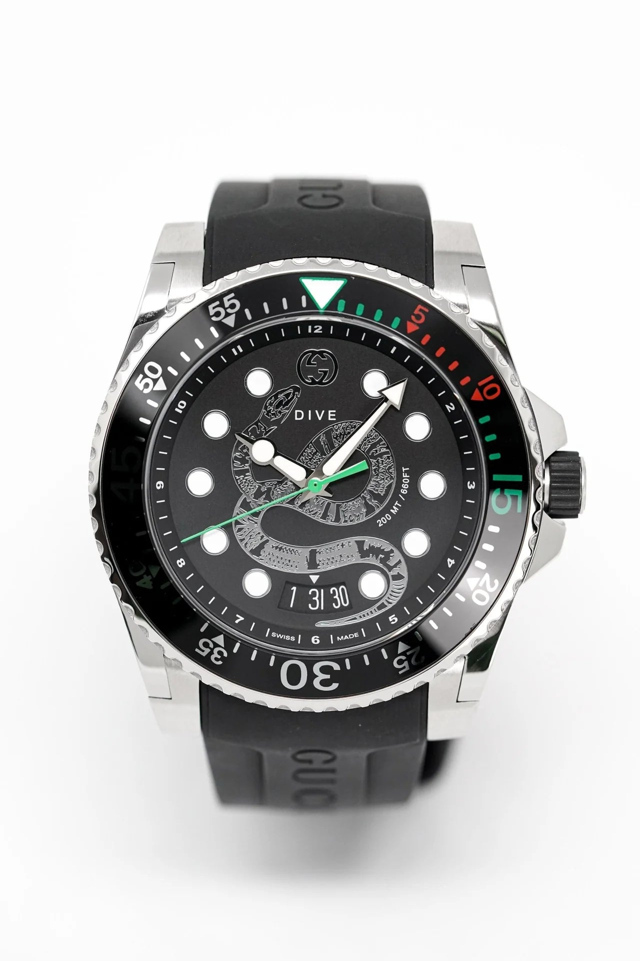 Gucci YA136217 Swiss Made Quartz Black Dial Silicone Strap Men’s Watch