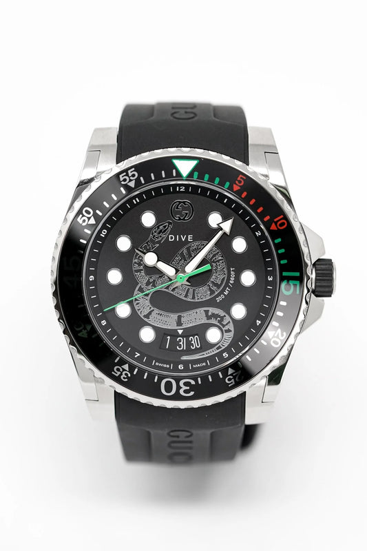 Gucci YA136217 Swiss Made Quartz Black Dial Silicone Strap Men’s Watch