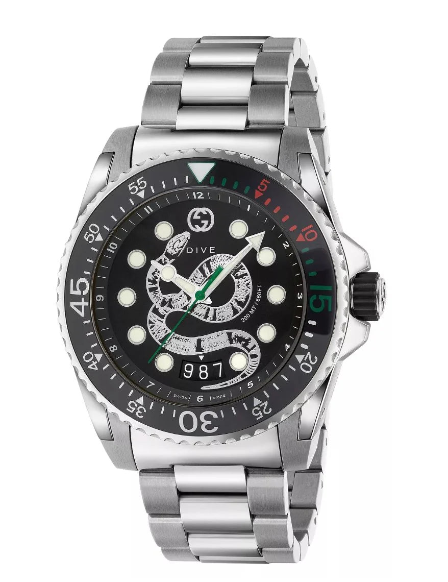 Gucci YA136218 Dive Swiss Made Quartz Black Dial Men's Watch