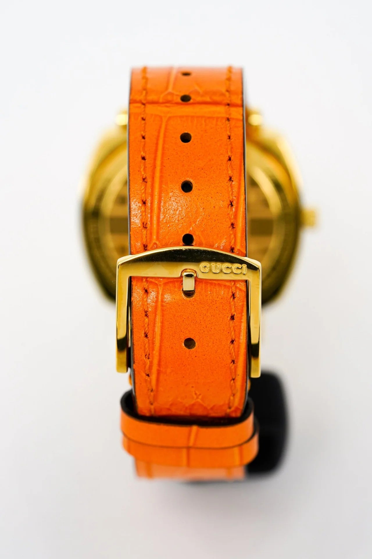 Gucci YGA15026 Grip 35mm Quartz Watch with Orange Leather Strap