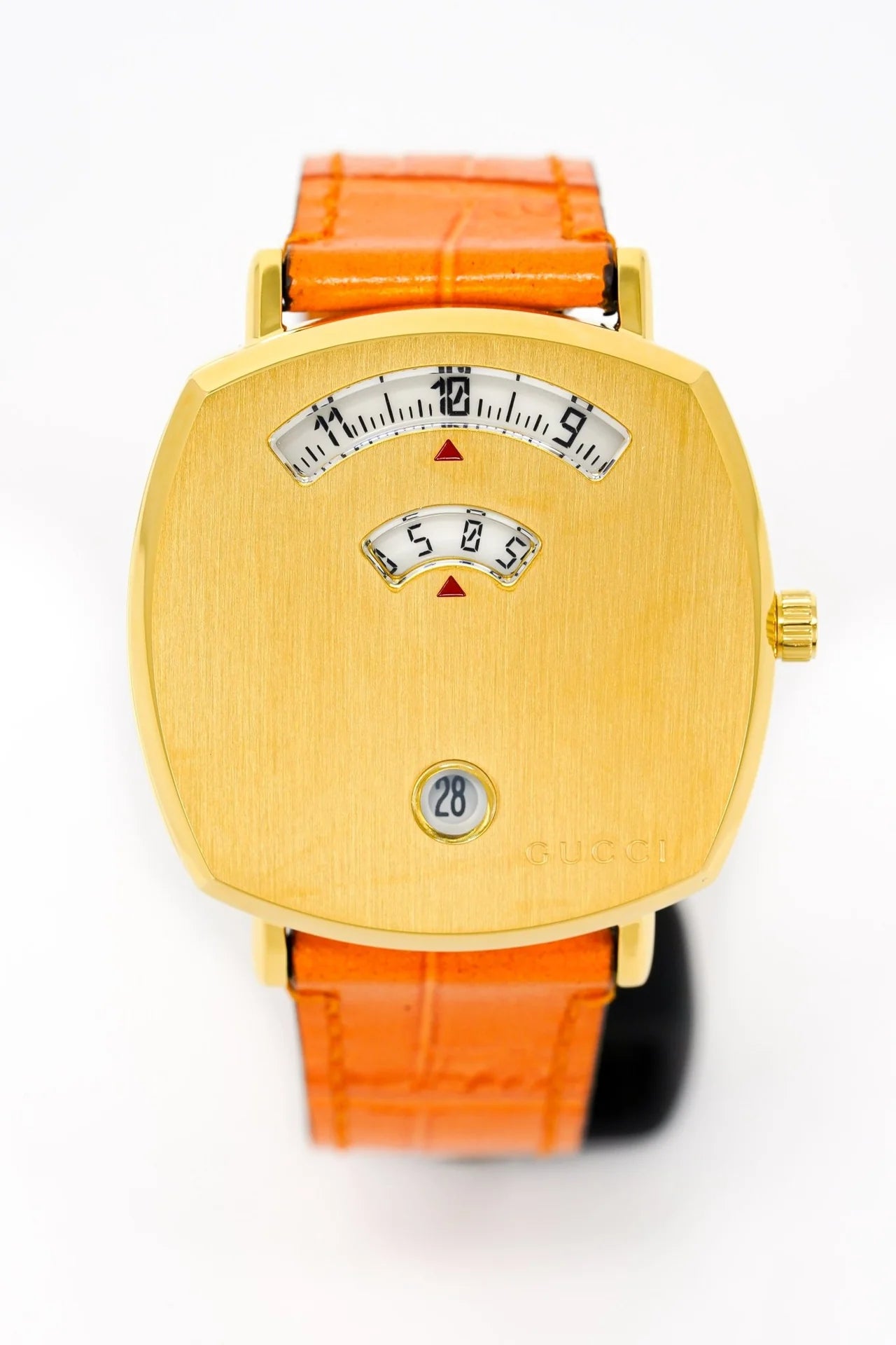 Gucci YGA15026 Grip 35mm Quartz Watch with Orange Leather Strap