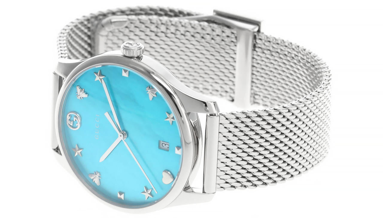 Women’s Gucci G-Timeless YA1264039 Turquoise Quartz Mesh Watch