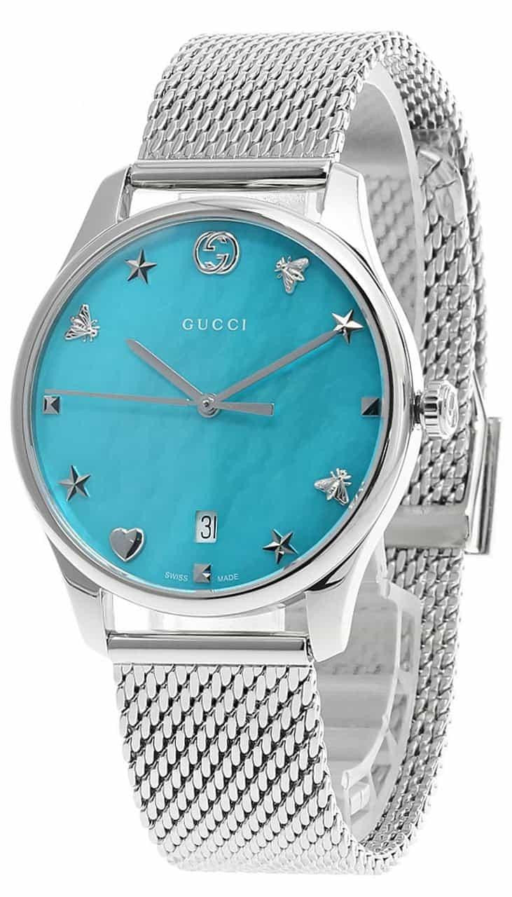 Women’s Gucci G-Timeless YA1264039 Turquoise Quartz Mesh Watch