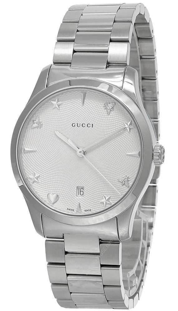 Women’s Gucci YA1264028 38MM Silver Guilloché Dial Watch