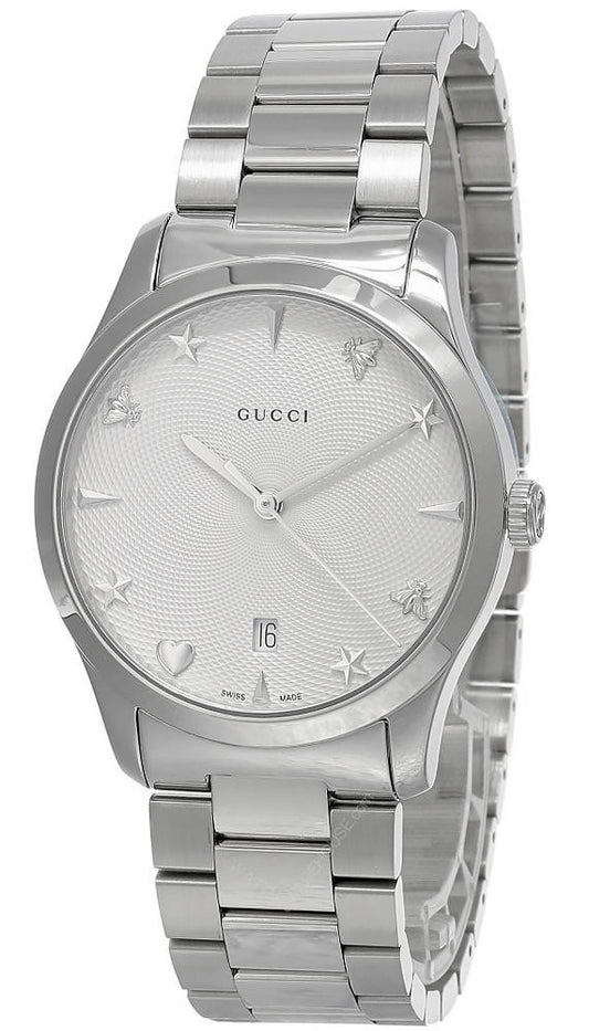 Women’s Gucci YA1264028 38MM Silver Guilloché Dial Watch
