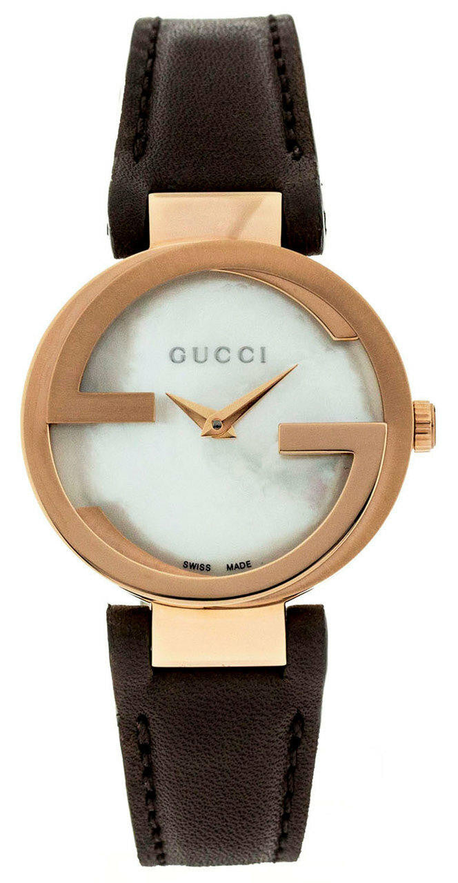 Women’s  Gucci YA133516 Interlocking-G MOP Dial Leather Watch