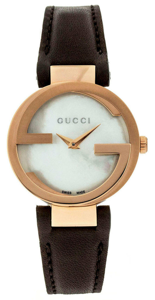 Women’s  Gucci YA133516 Interlocking-G MOP Dial Leather Watch