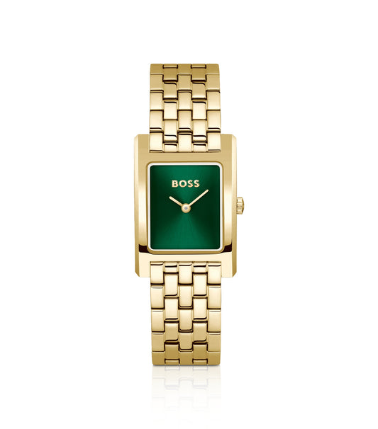 LUCY QTM Gold-tone watch with green dial
