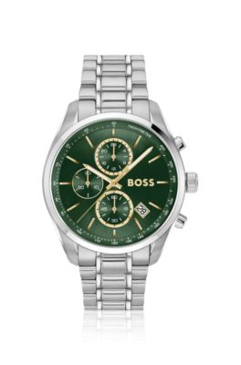 GRAND PRIX 44 Green-dial watch with steel bracelet