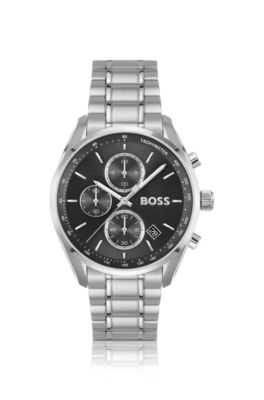 GRAND PRIX 40 Black-dial watch with steel bracelet