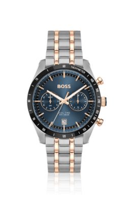 TOURMASTER Blue-dial watch with two-tone bracelet