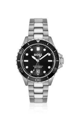 TROPER SPORT Black-dial watch with steel bracelet