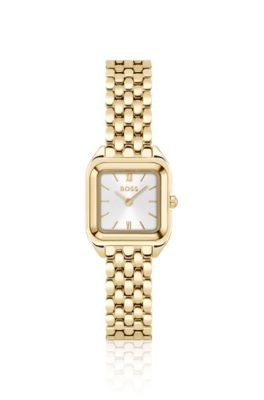 MAE PETITE Gold-effect link-bracelet watch with silver-white dial