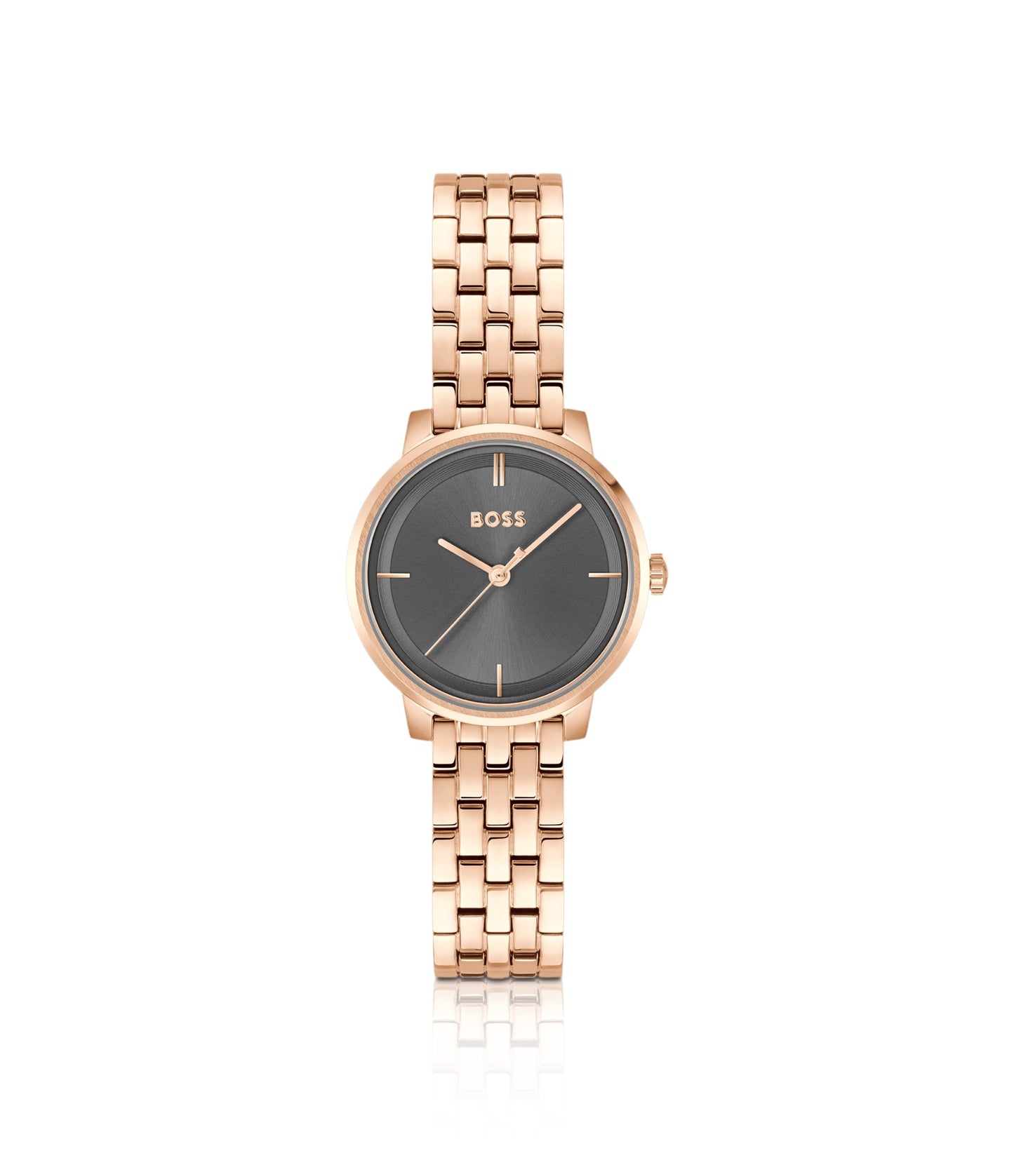 Carnation-gold-effect watch with grey dial