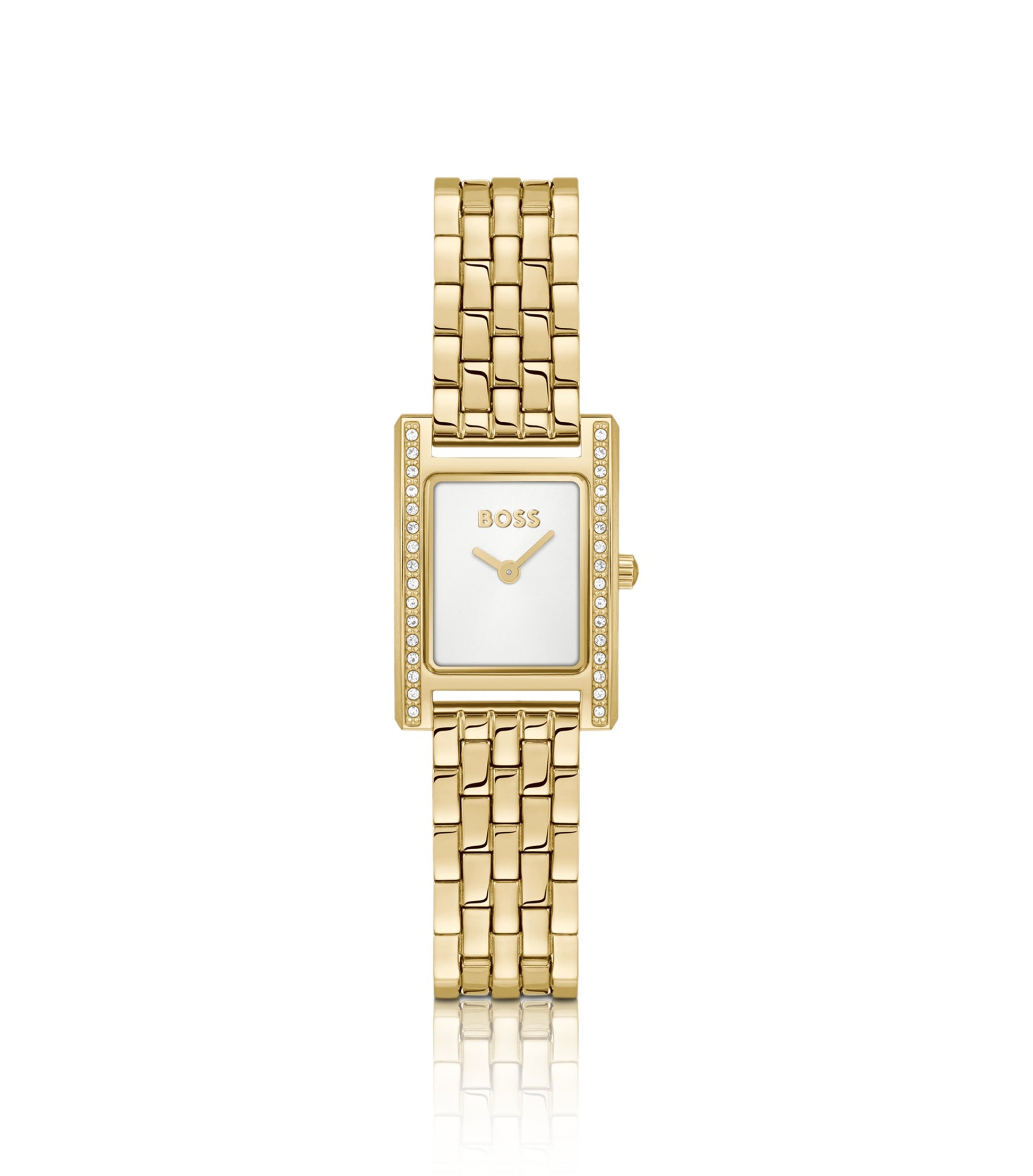 LUCY PRECIOUS Crystal-embellished gold-effect watch with white dial