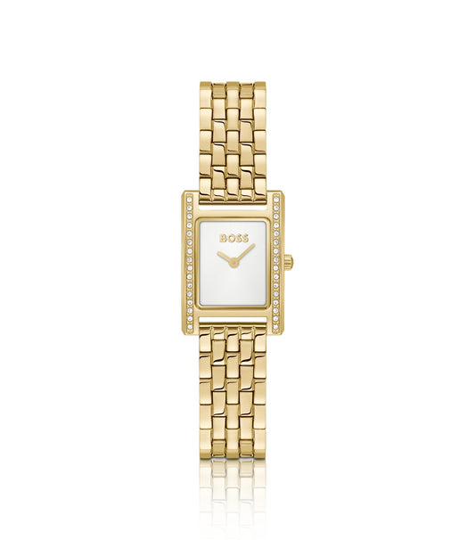 LUCY PRECIOUS Crystal-embellished gold-effect watch with white dial