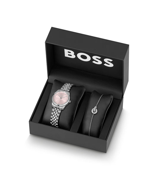 Crystal-embellished watch and bracelet gift set