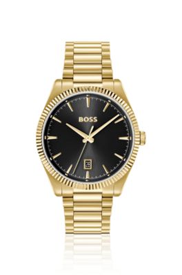 Cheswick gold-tone watch with fluted bezel