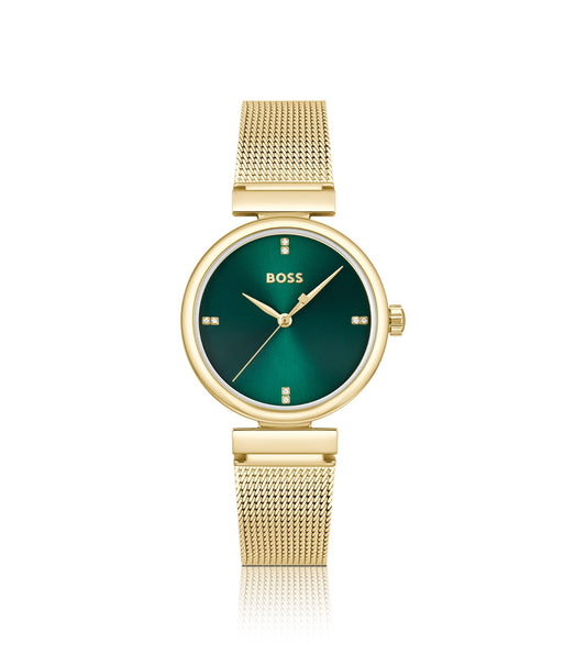 Rosehill gold-tone watch with green dial