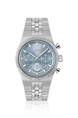 Candor blue-dial chronograph watch with fluted bezel