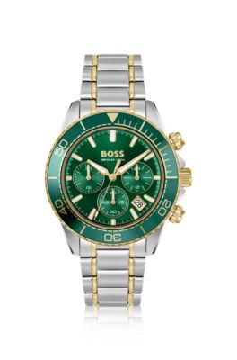 Sealiner two-tone chronograph watch with green dial